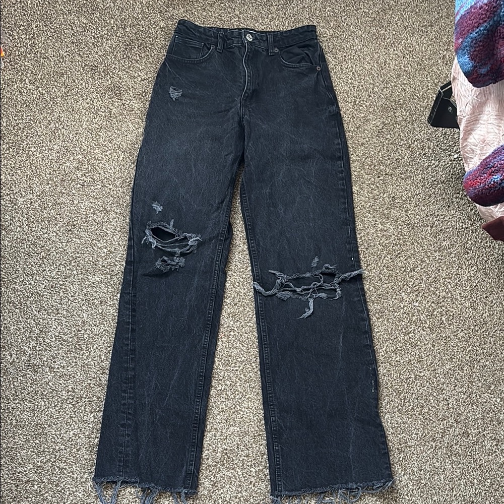 Zara Distressed Black Jeans